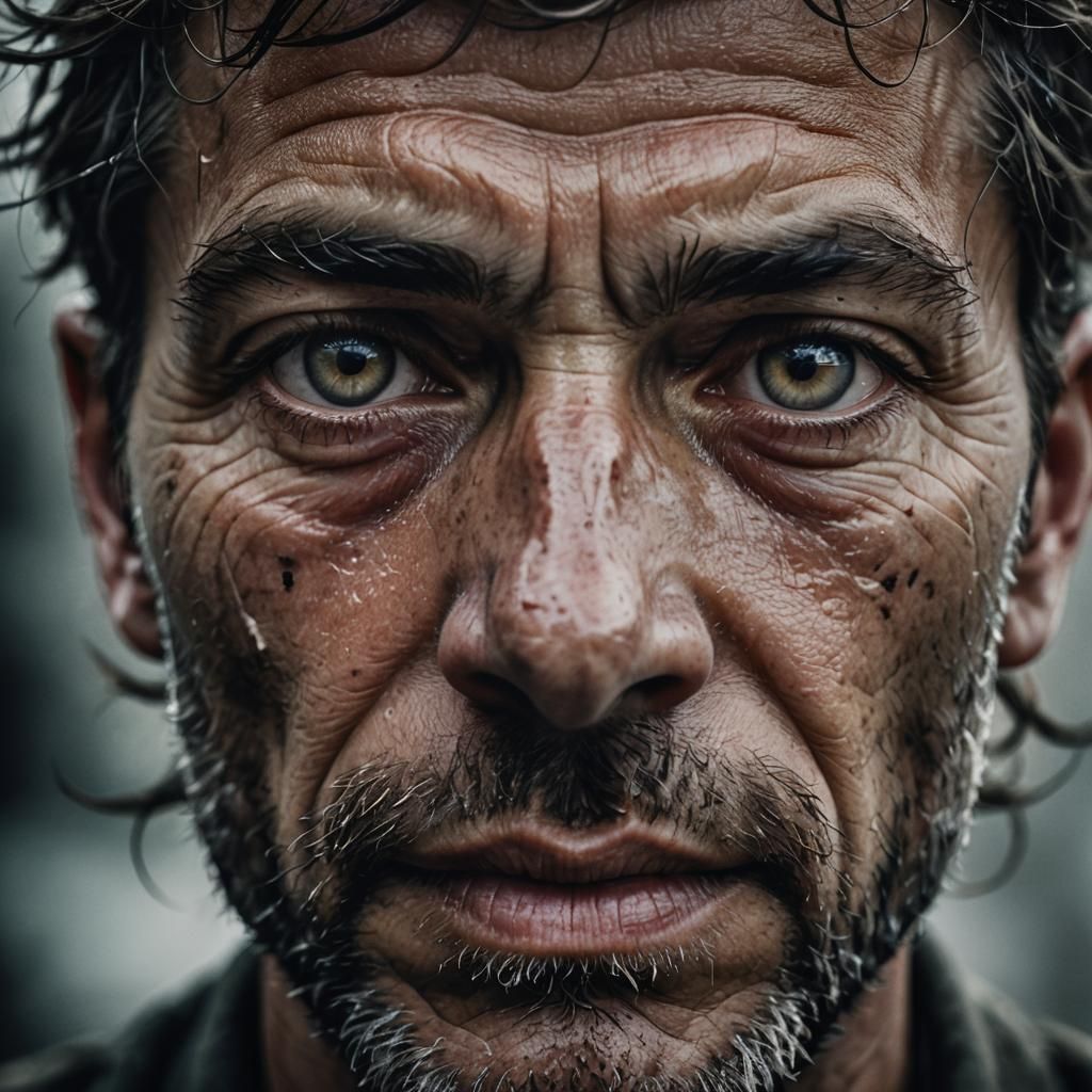 Intense Portrait Displaying Determination with Ambient Light