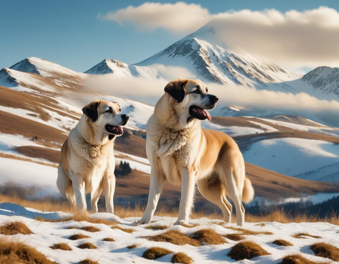 Majestic Anatolian Shepherd with Mount Hassan