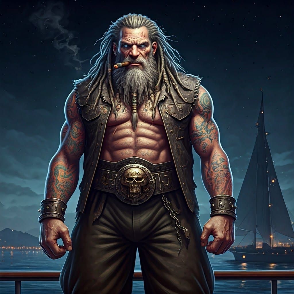 Fierce Viking Warrior in Leather Vest