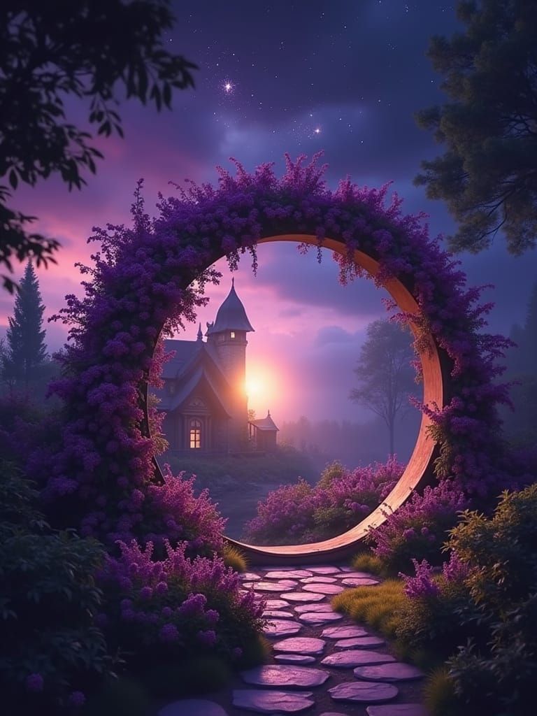 Whimsical Purple Hobbit House Entrance