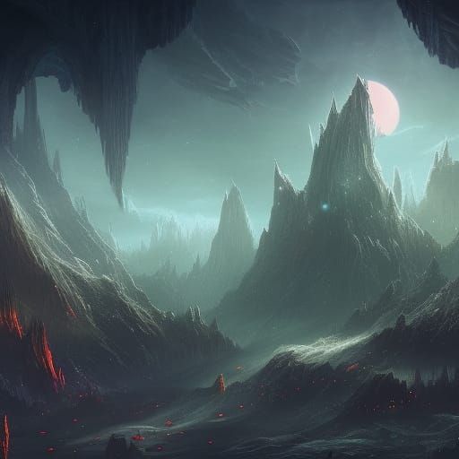 Fantastical Starry Night Matte Painting in Deep Color