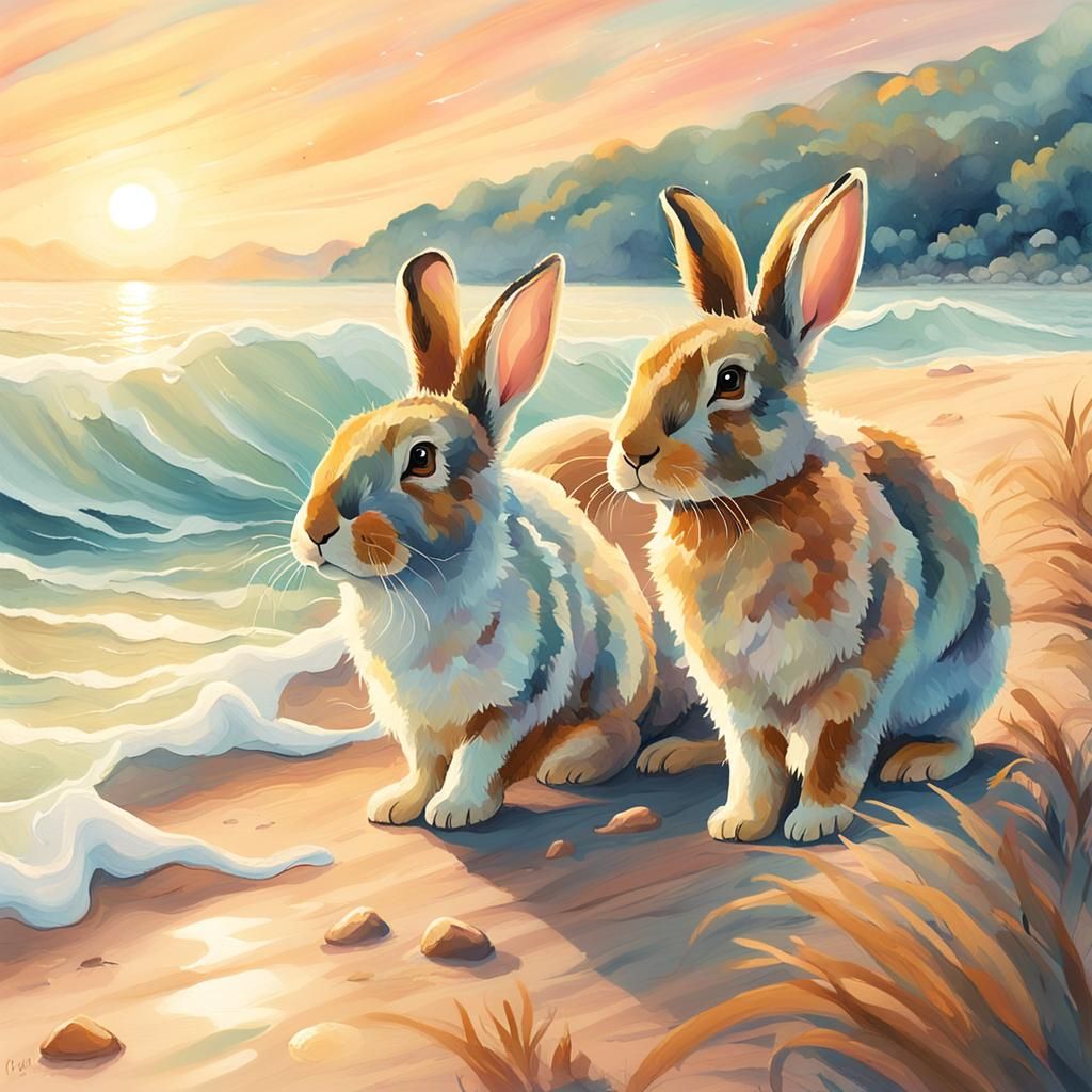 Surreal Wildlife Scene in Whimsical Illustration Style