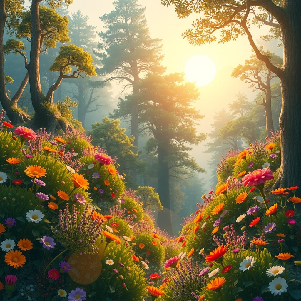 Enchanted Mystical Forest Dreamscape in Vibrant Colors