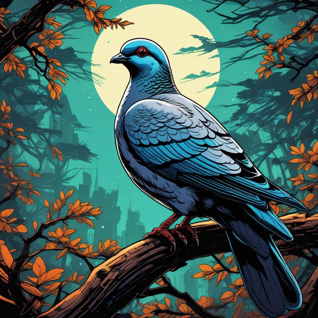 Bold Comic Book Dove in Flight