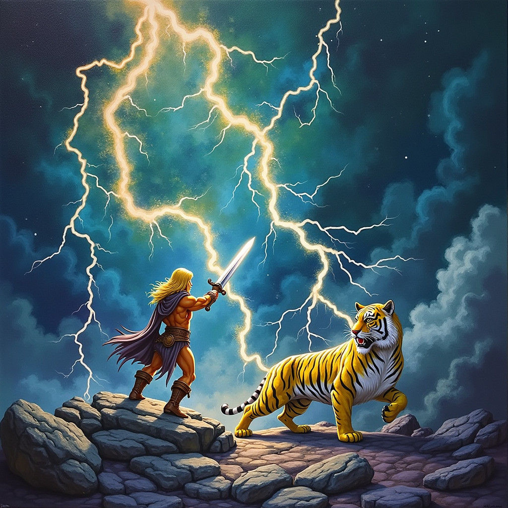 He-Man Transforms Cringer into Battle-Cat with Magic