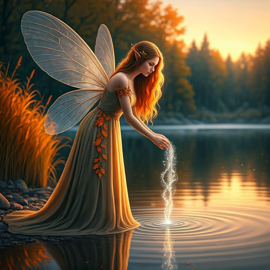 Ethereal Autumn Fairy Conjures Icy Magic