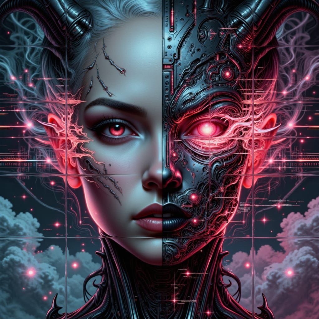 Surreal Glitchcore Robot Ghost Portrait