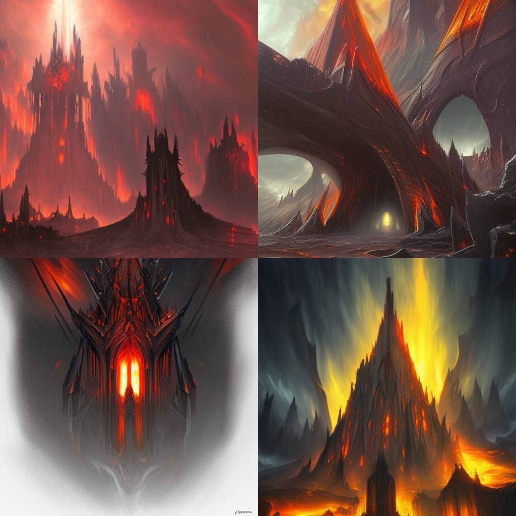 Sauron's Magma Architecture: Dark Fantasy Concept Art