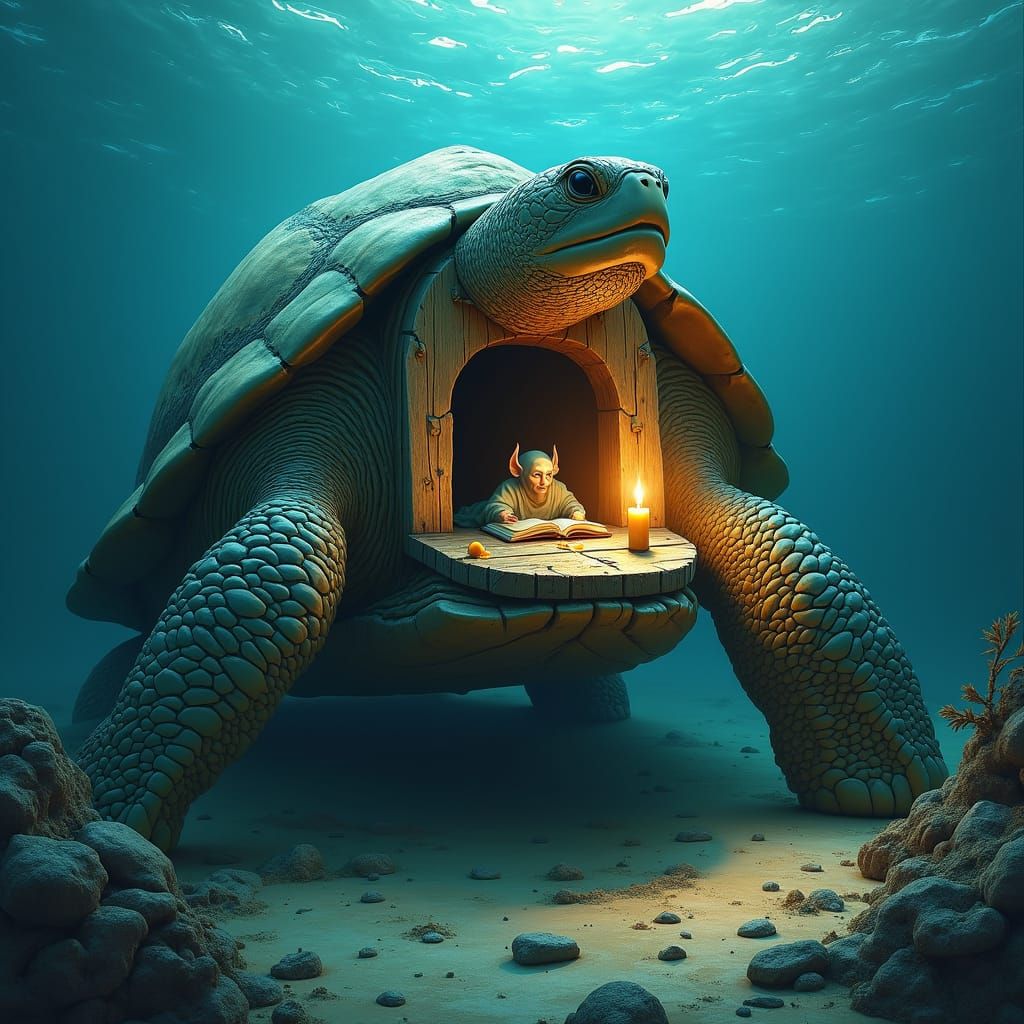 Magical Elf in Turtle Shell Cabin