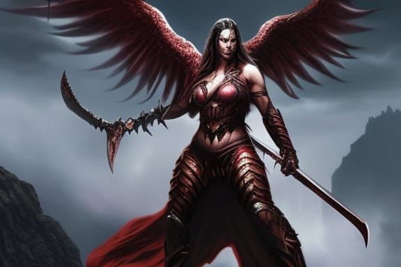 Demon Angel Warrior Woman in Horror Sci-Fi Style