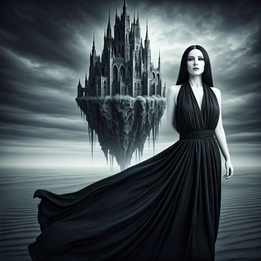 Gothic Sandcastle Dreamscape in Haunting Comic Art Style