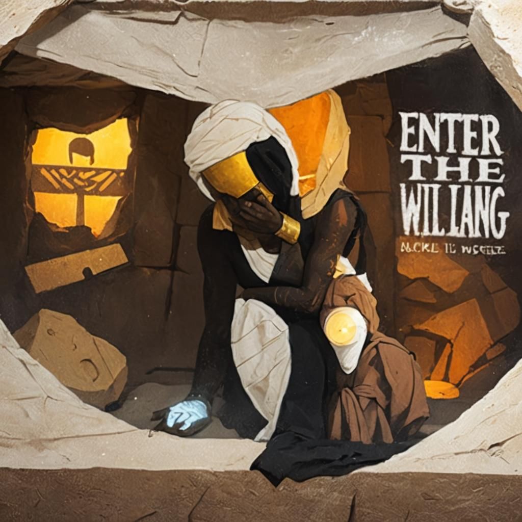 Ancient Egyptian Mummy Unwrapping in Dusty Tomb