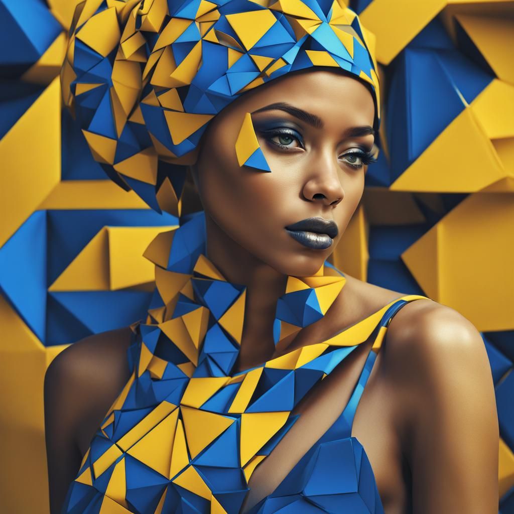 Geometric Woman: Abstract Pop Art Portrait