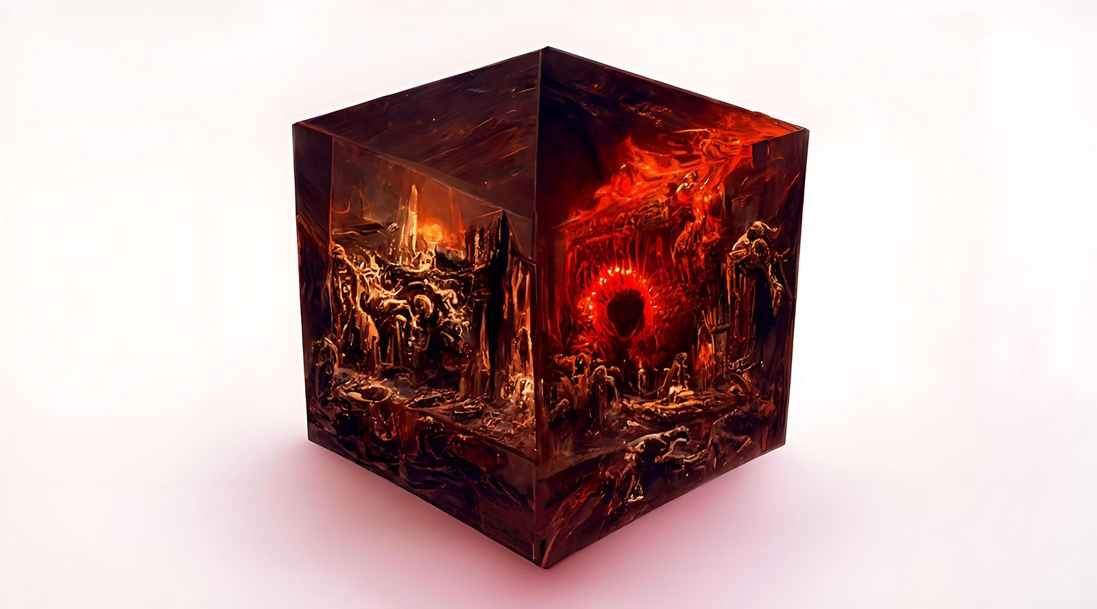 Fiery Hell Cube Digital Illustration