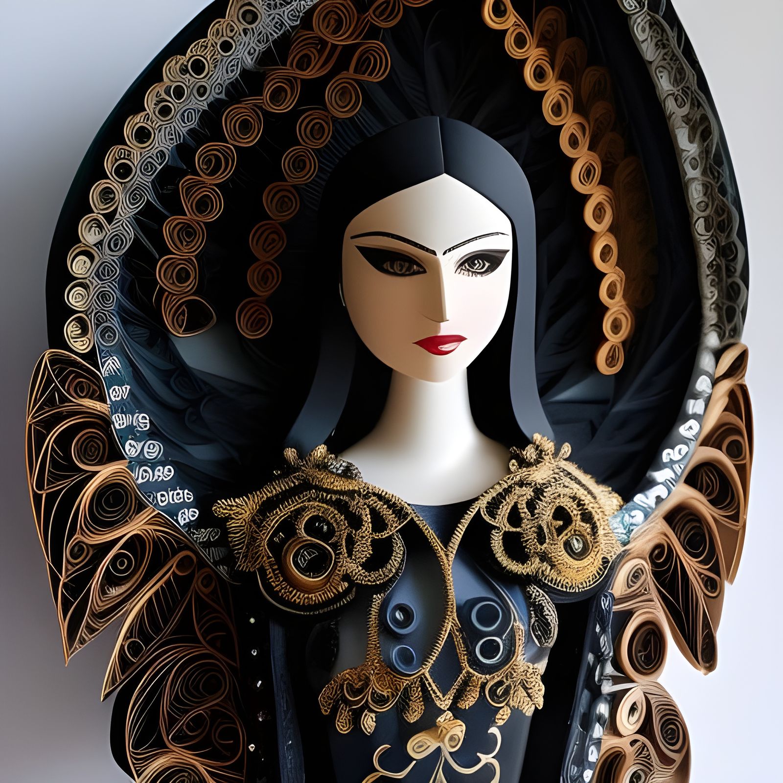 Elaborate Quilled Paper Sculpture of Guardian Angel