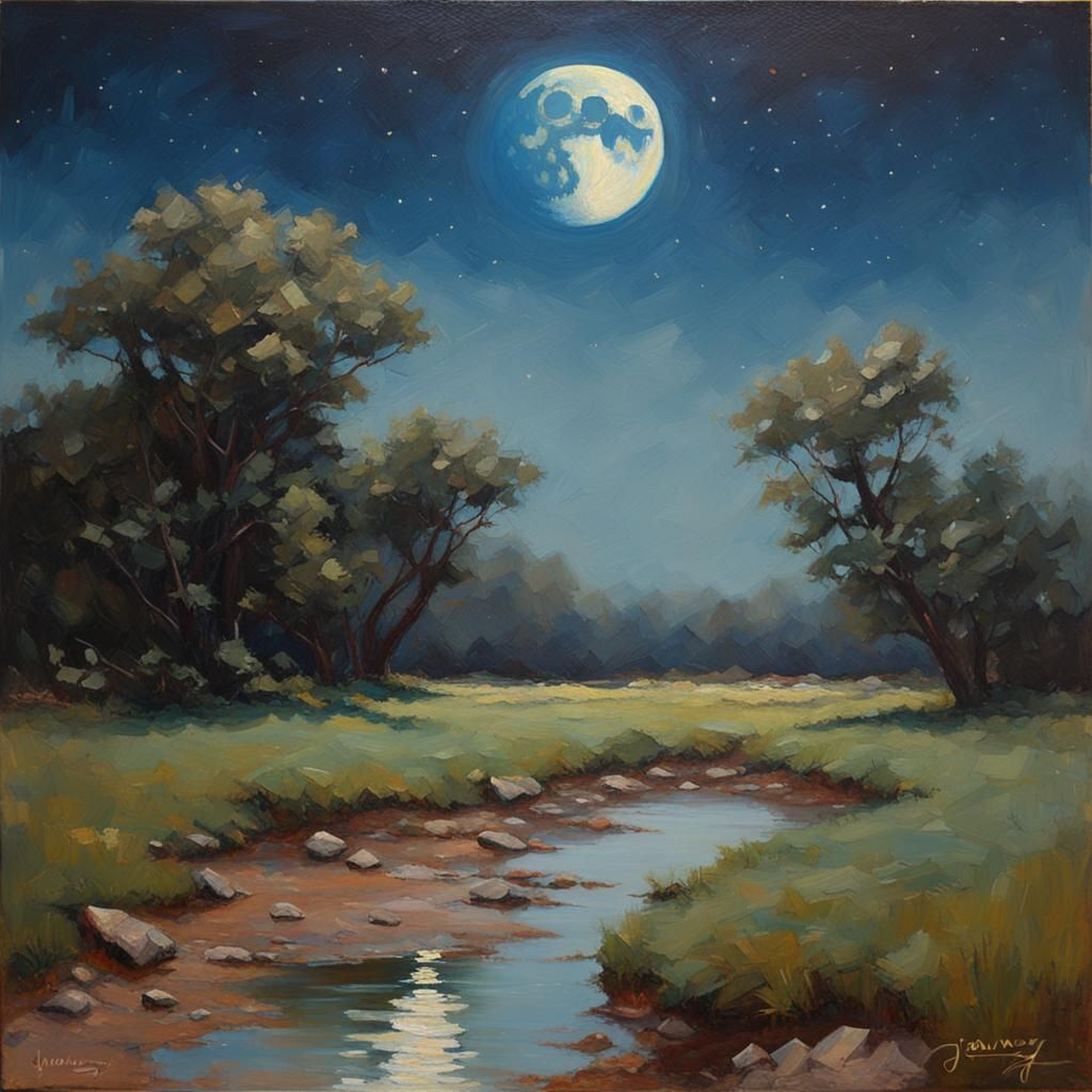 Luminous Moon: An Oil Painting in Gurney Style