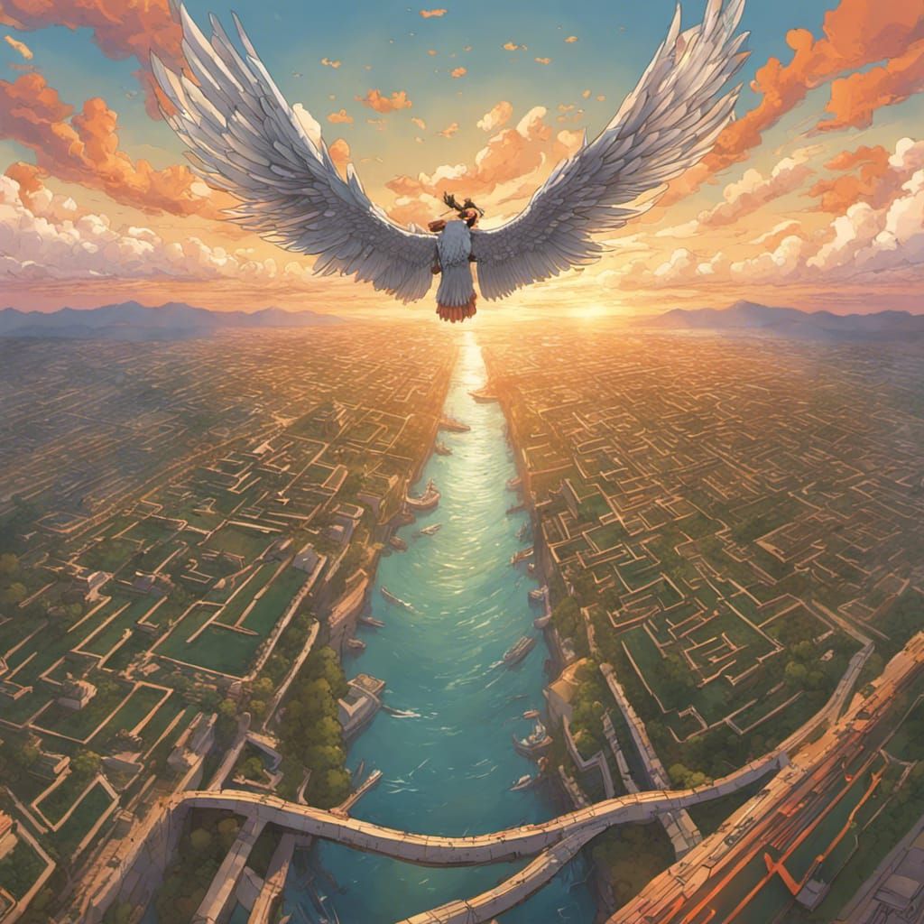 Icarus's Flight: Book Illustration in Ghibli Style