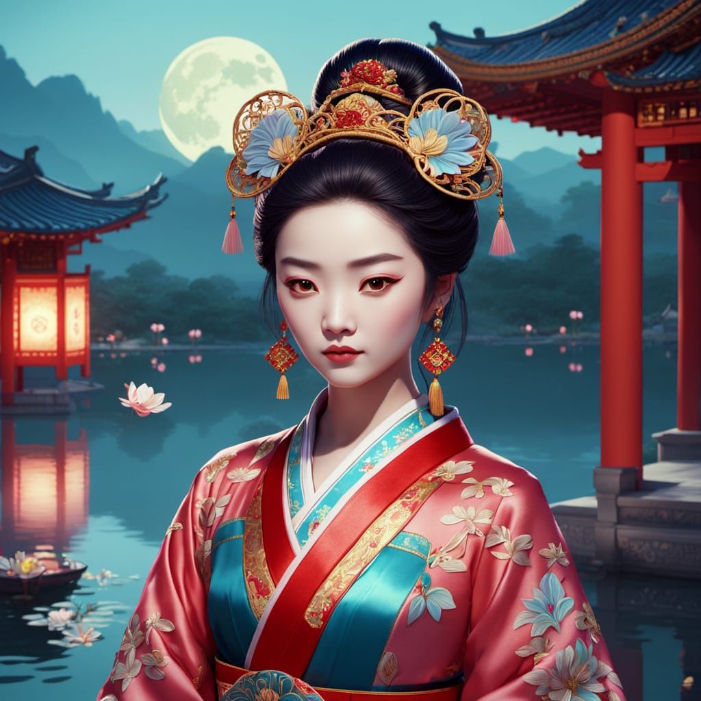 Disney-Style Chinese Concubine in Tang Dynasty Dress