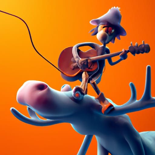 Hobbes Rides a Moose: 3D Digital Art