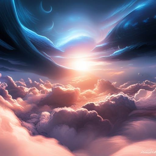 Fantastical Dreamscape: Detailed Matte Painting in Deep Colo...