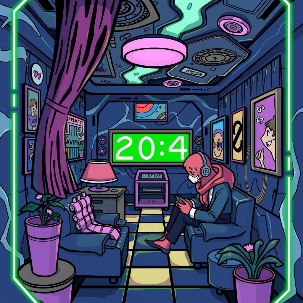 Abstract Indigo Snake in Cubist Maximalist Style