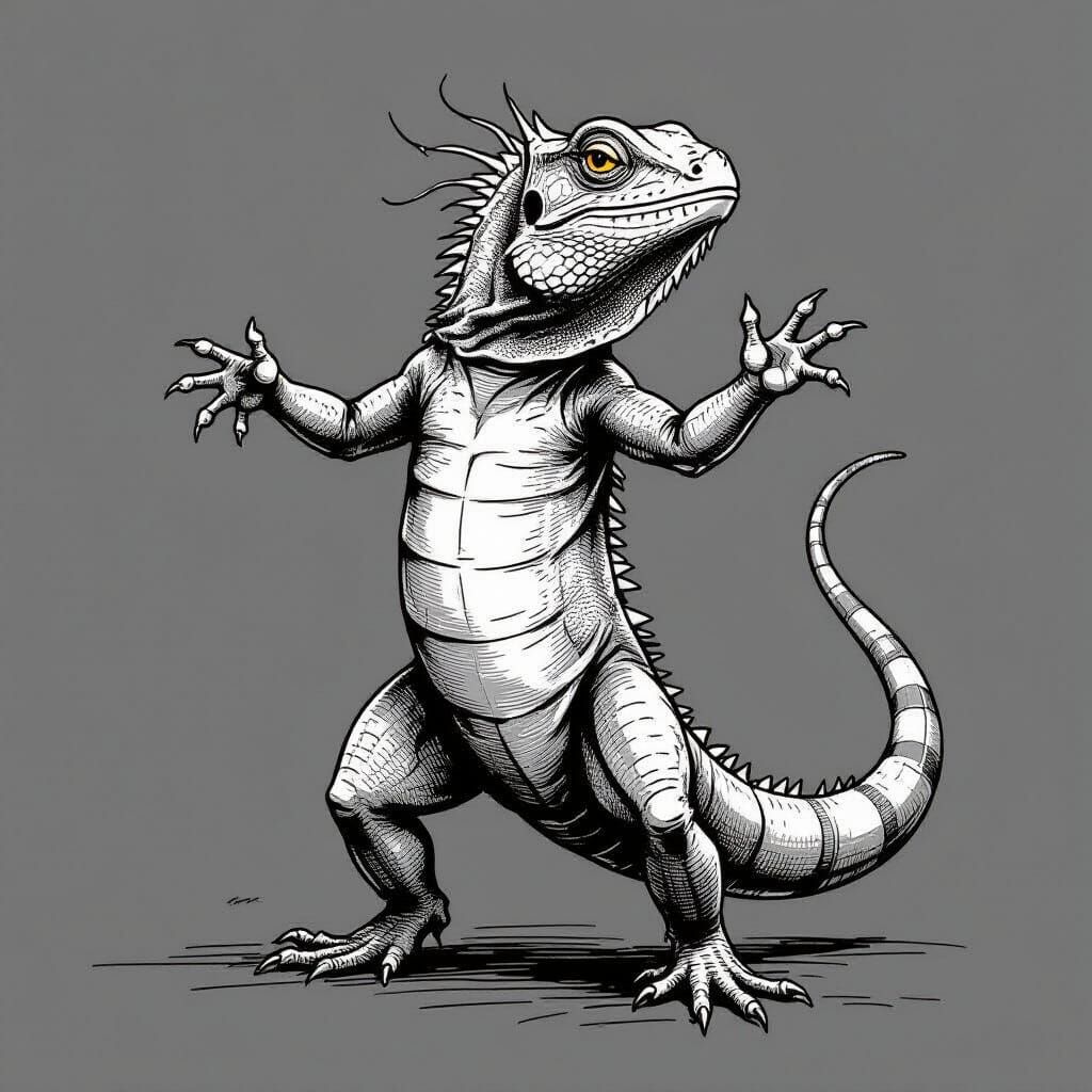 Technical Drawing of Dancing Lizards