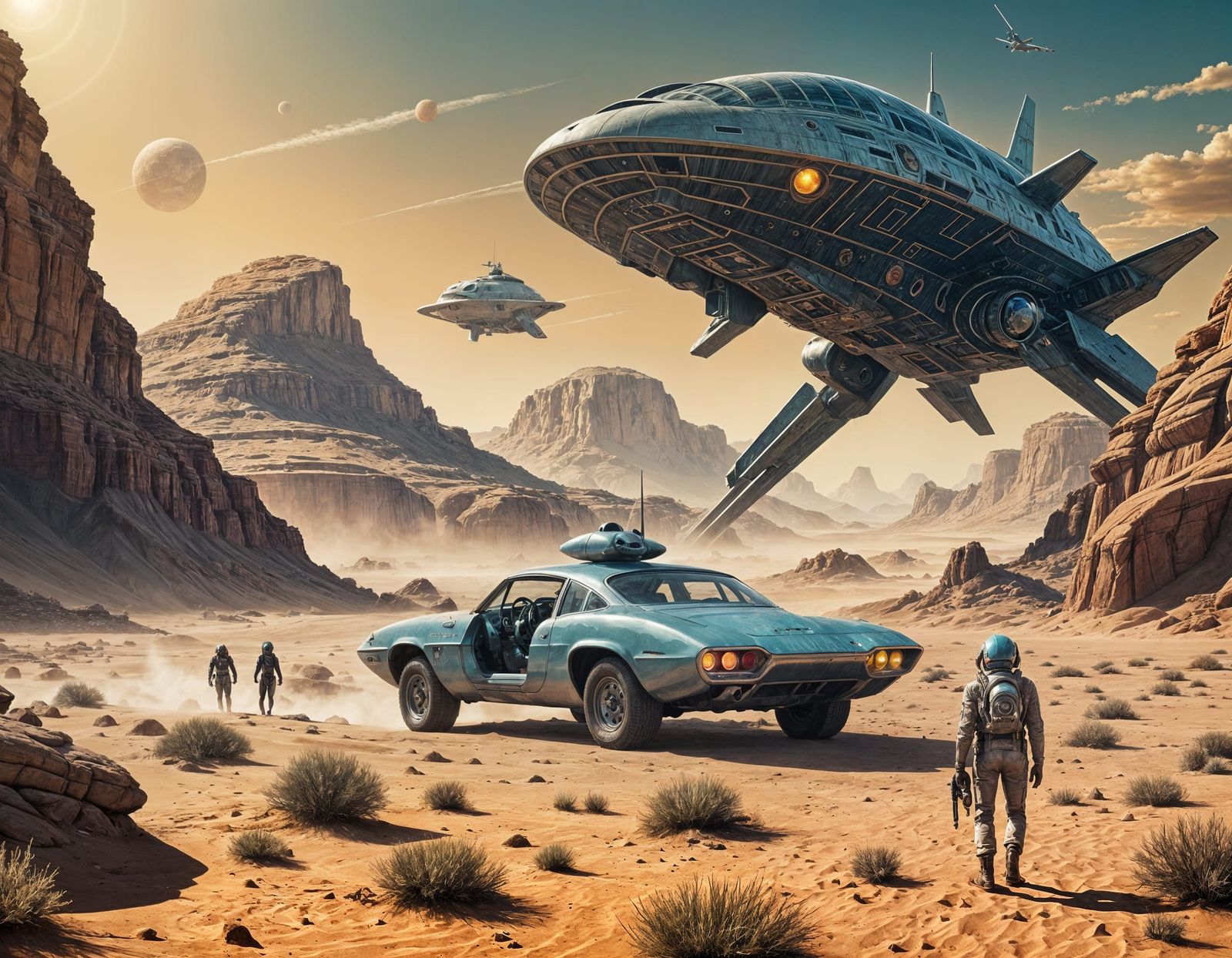 Retro SciFi Book Cover on Alien Planet