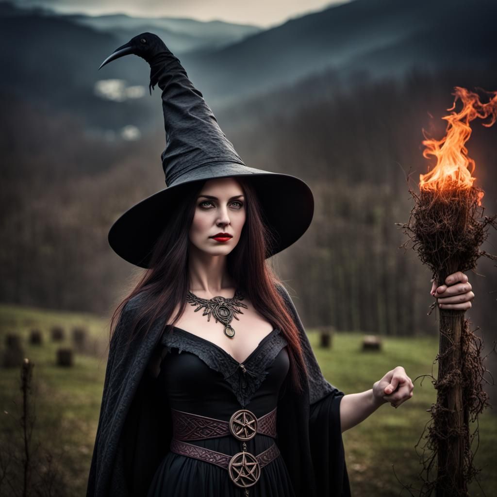 Beltane Witch in Hyperrealistic Style