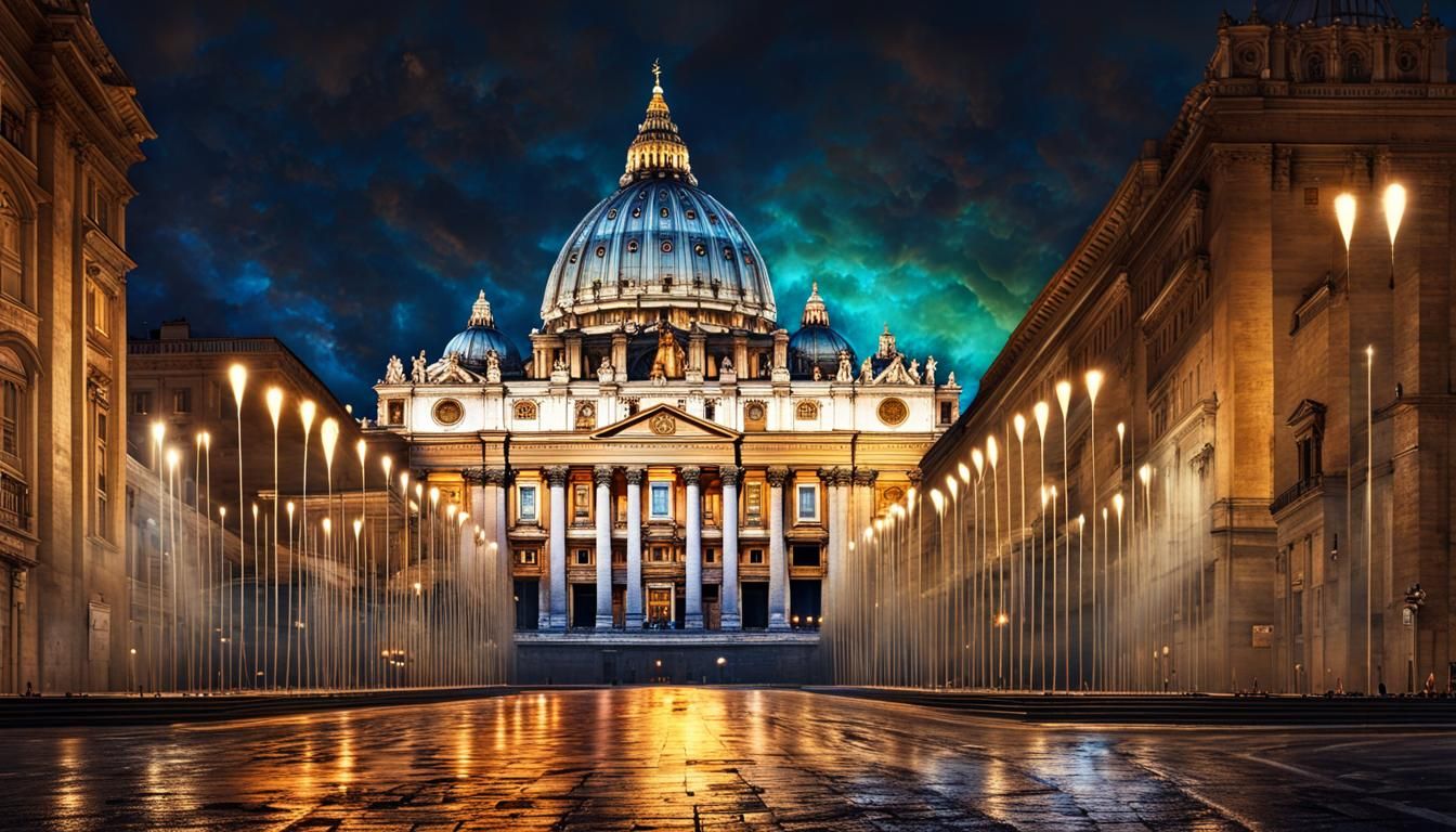 St. Peter's Basilica at Night: A Digital Masterpiece