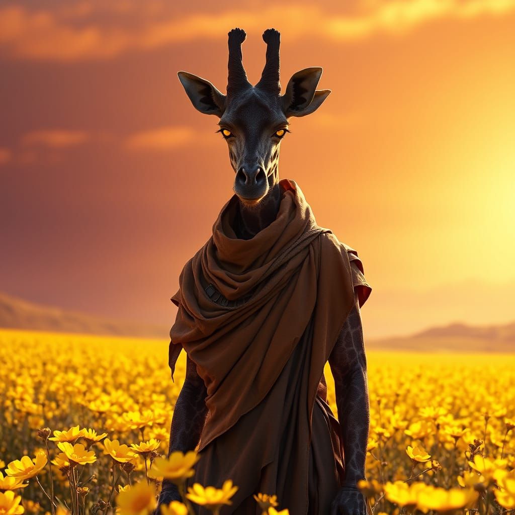 Majestic Yellow-Eyed Hybrid Stands Amidst Vibrant Flowers