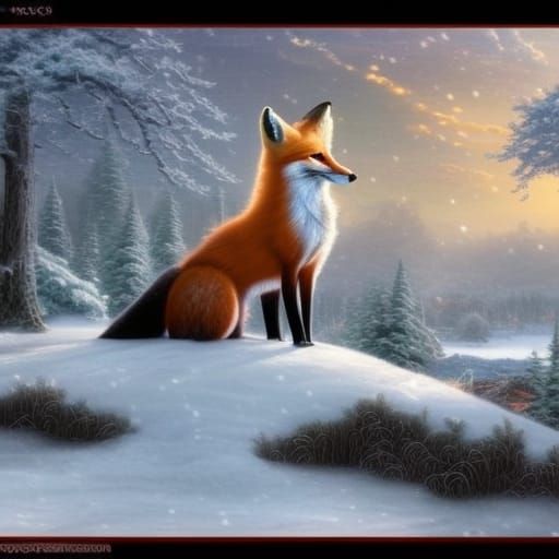 A fox observing winter in the spring
