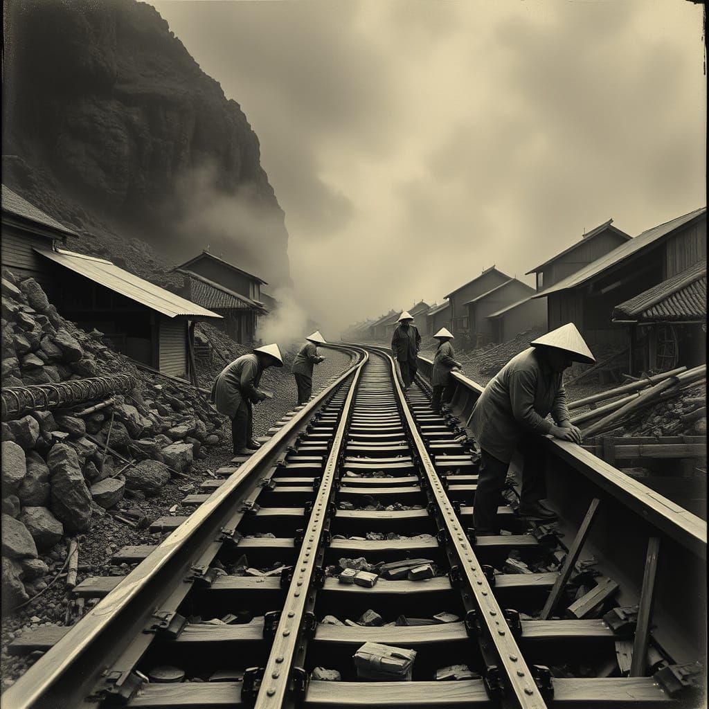 Workers building the railroad, early 19th century *(Moody Film Style)