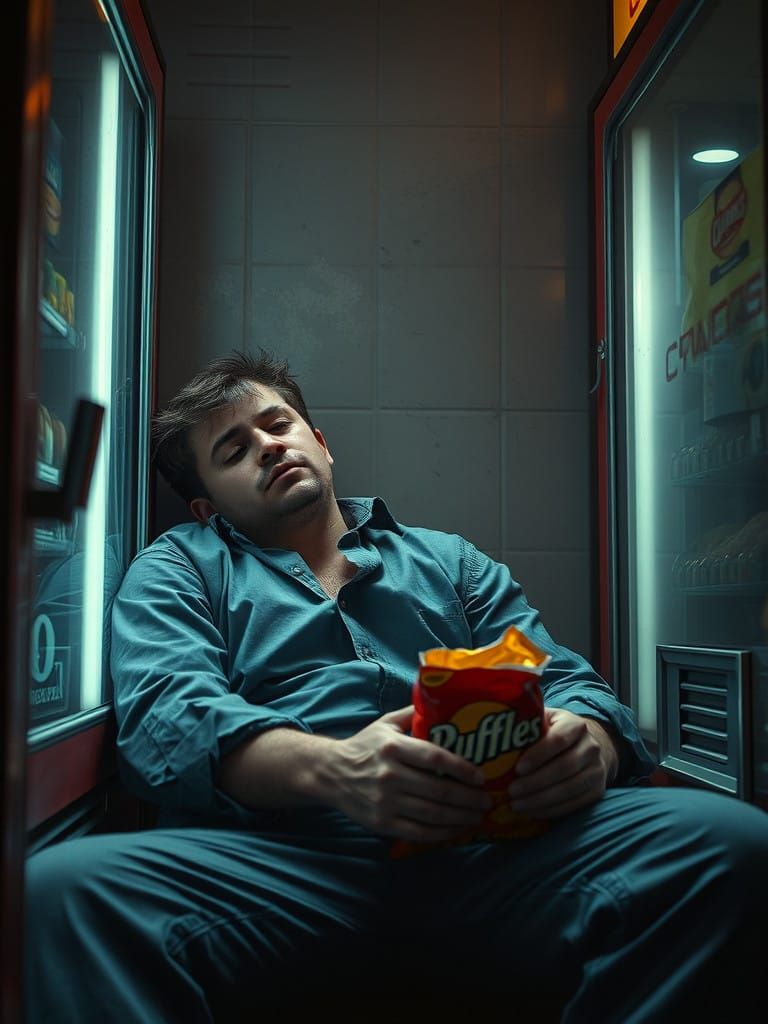 A Lonely Man Contemplates His Ruffles in a Dimly Lit Room