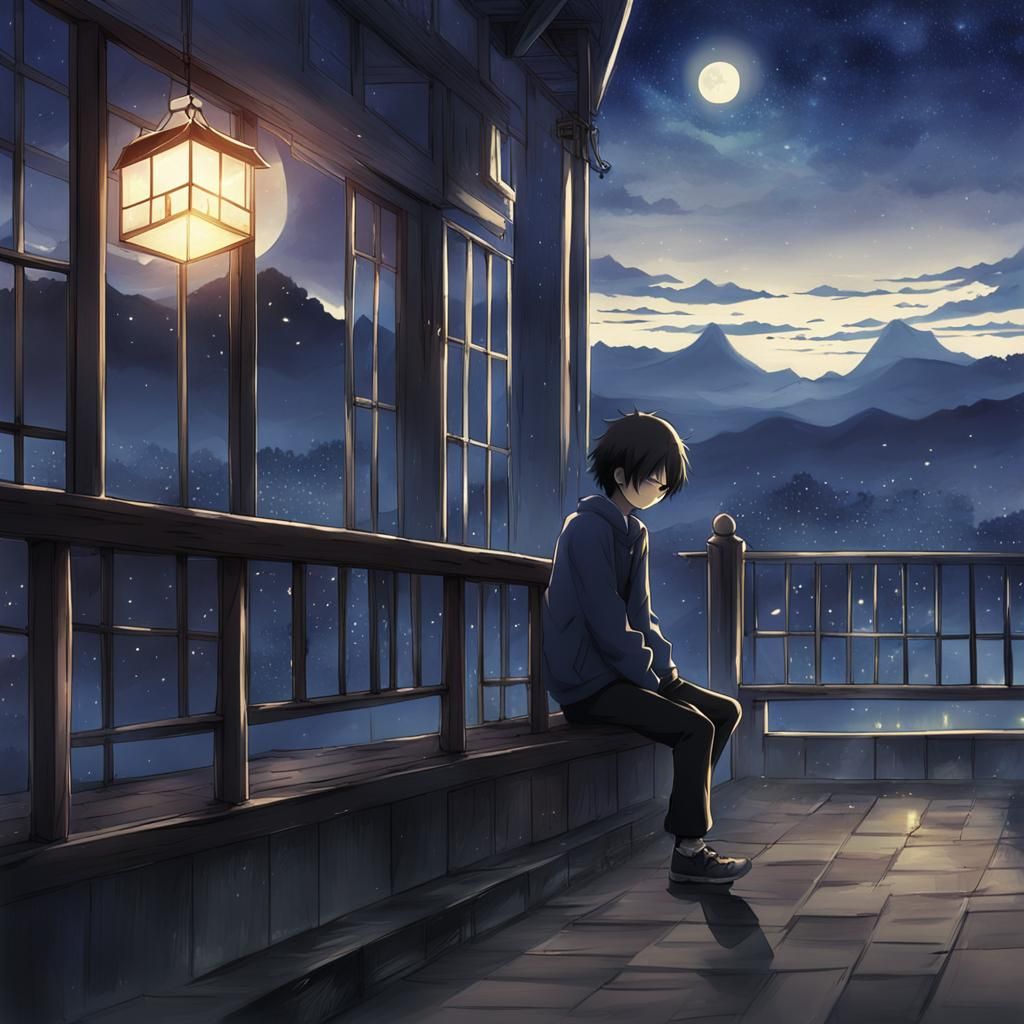 Anime Style Image of the Feeling of Loneliness
