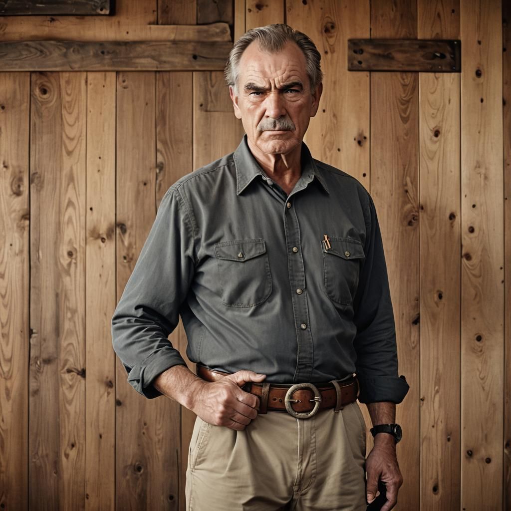 Candid Portrait of an Angry Father with Belt