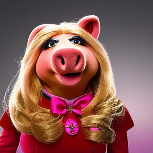 Hyperrealistic Miss Piggy as Bride: Splash Art