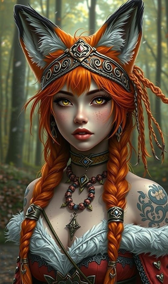 Exotic Female Human-Fox Hybrid in Realistic Beauty