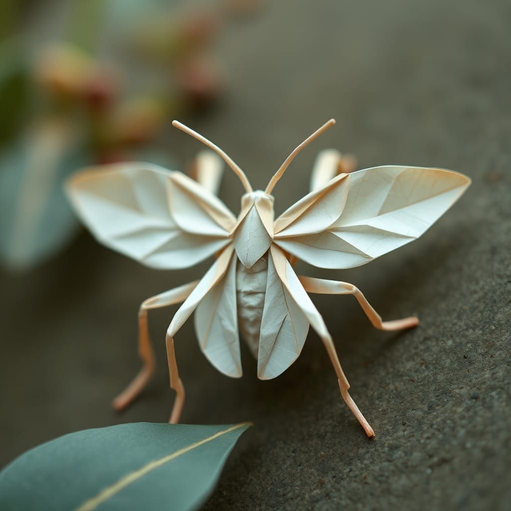 Origami Metapod Papercraft in 8K Resolution