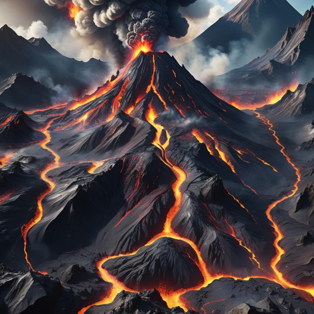 Giant Volcano Erupts in a Fantastical Landscape