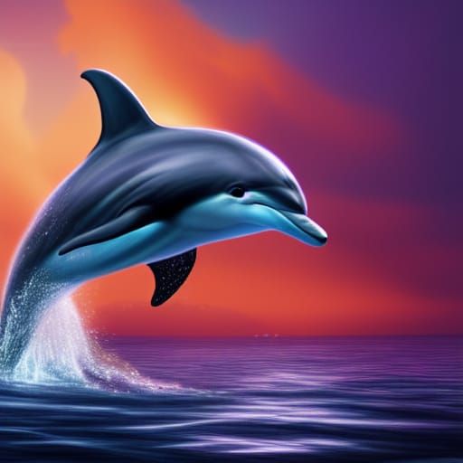 Dolphin Swimming: Detailed Fantasy Concept Art
