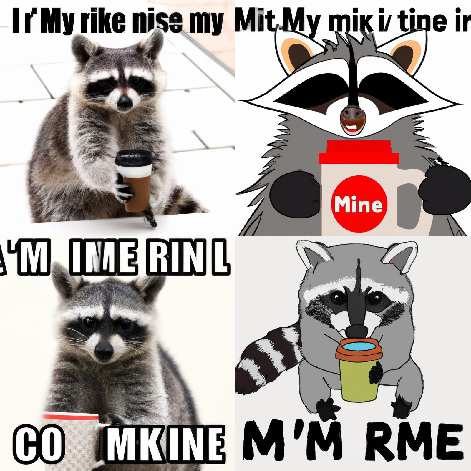Raccoon's Coffee: A Humorous 'Mine' Meme