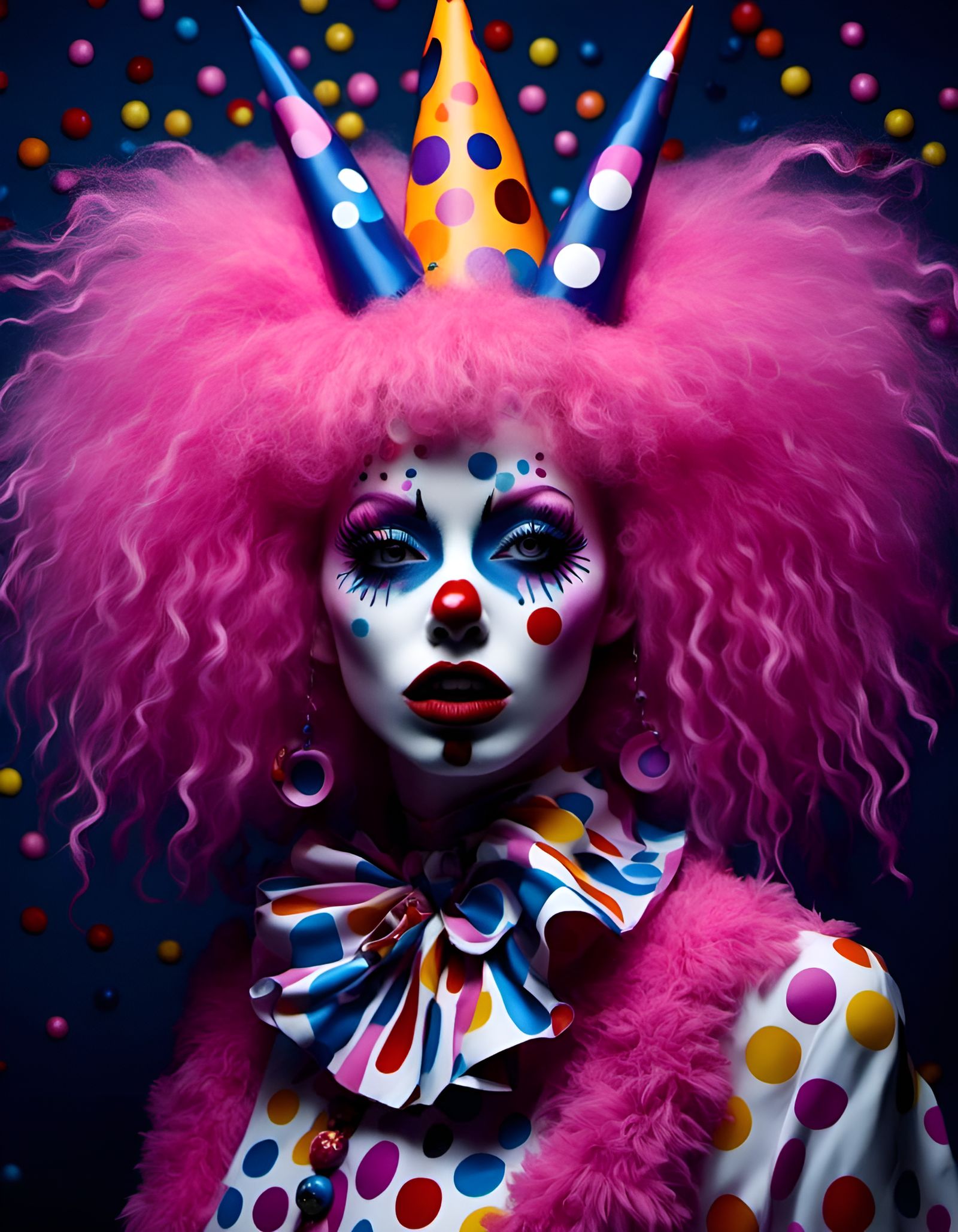 Radiant Clown with Doves in Toyism Style