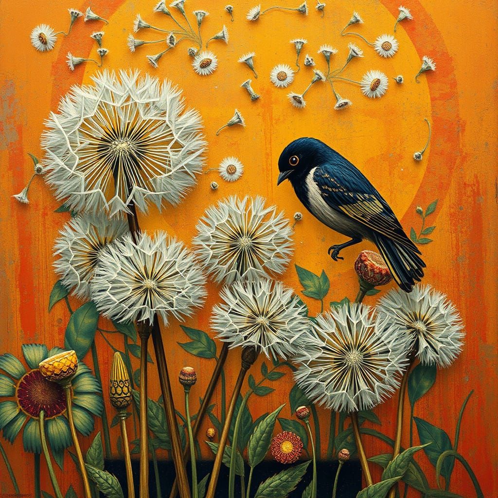 Hyperdetailed Dandelions in Fantasy Graffiti Style