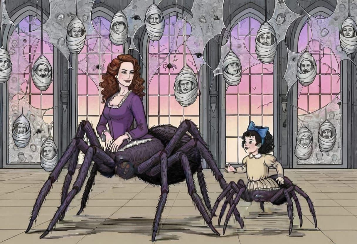 Spider Shadow on Tiles: Bizarre Comic Art