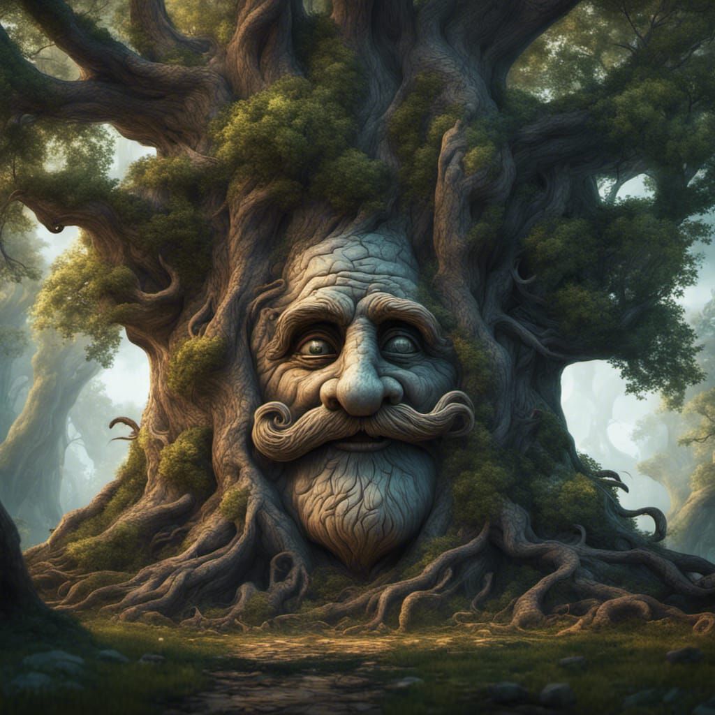 Mystical Tree with Face: Fantasy Concept Art