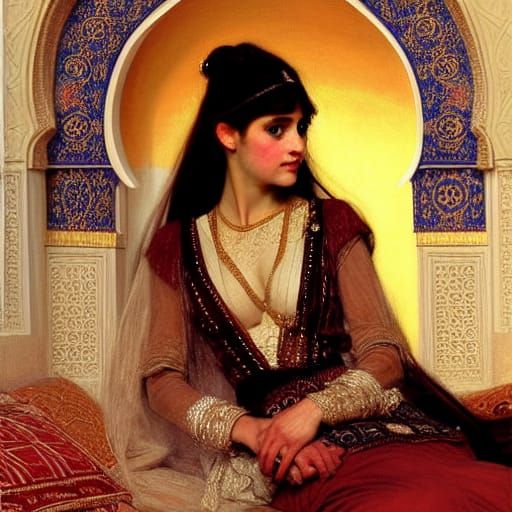 Scheherazade in Palace Interior as Orientalist Painting