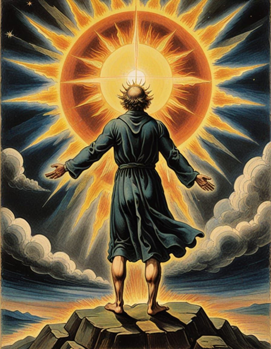 Man Reaching for Sun: Visionary Vorticist Painting