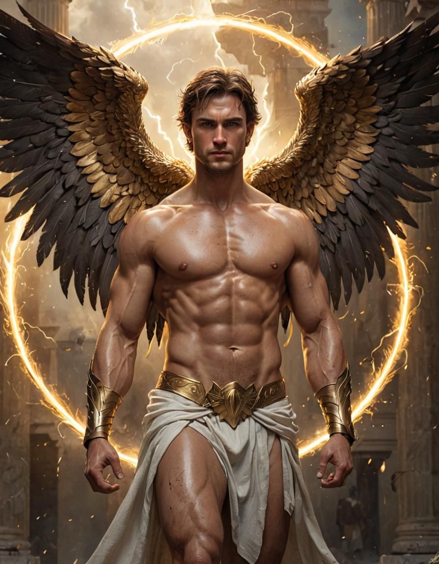 Handsome Archangel with Lightning Bolt in Fantasy Art