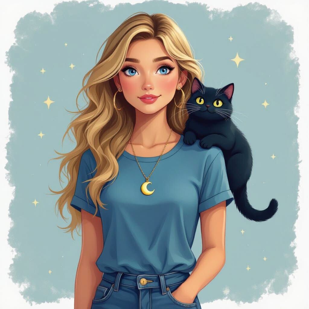 Girl with Niffler, Whimsical Realism Digital Art