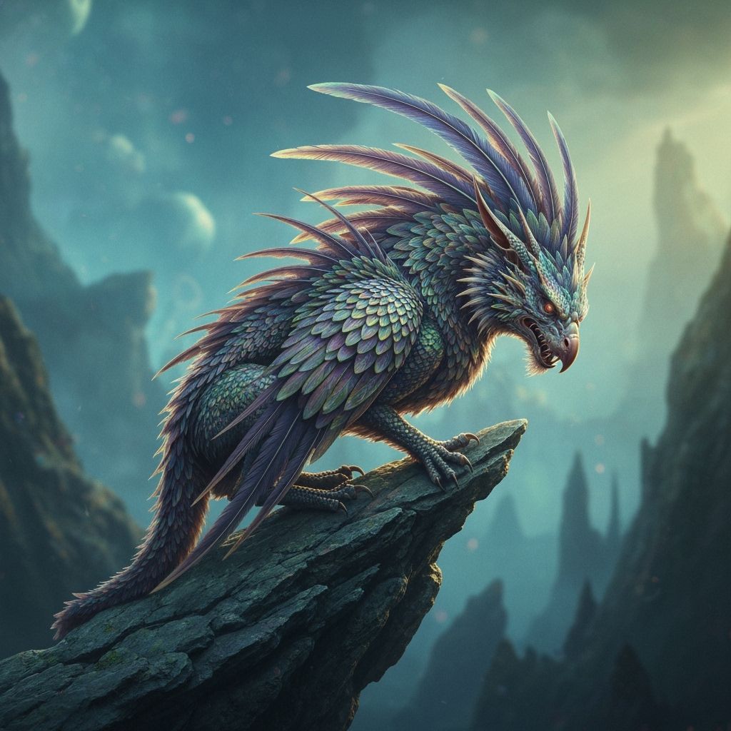 Detailed Mythical Creature in Dark Fantasy Style